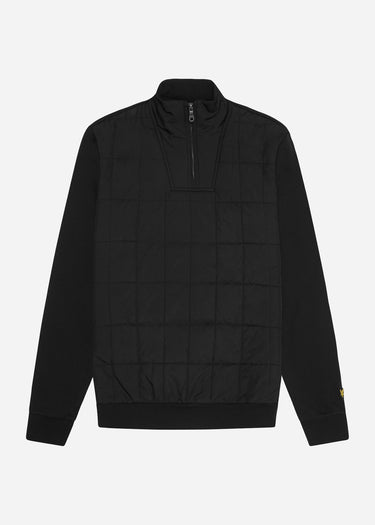 Lyle & Scott Truien Hybrid quilted quarter zip sweatshirt - jet black