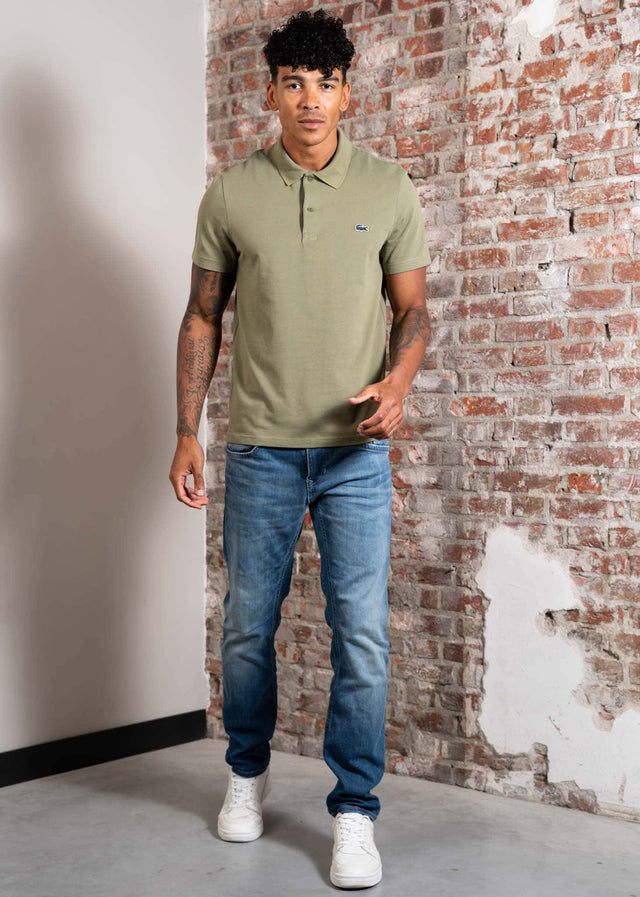 Lacoste Polos Short sleeved ribbec collar polo shirt - khaki