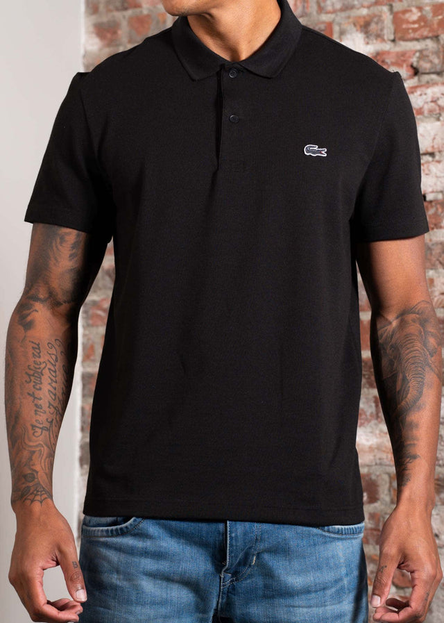 Lacoste Polos Short sleeved ribbec collar polo shirt - black