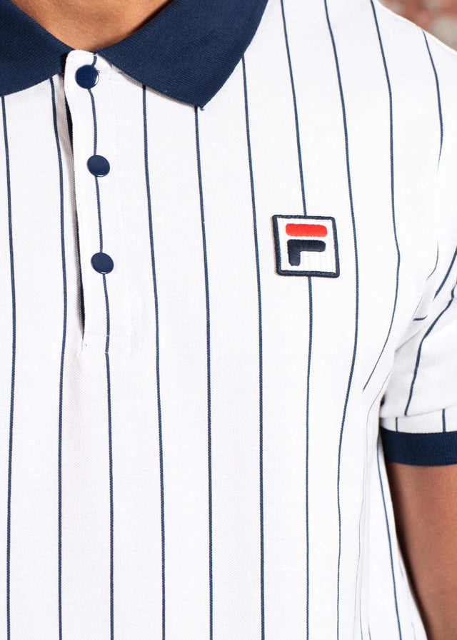 Fila Polos Linter striped polo shirt - bright white black iris striped
