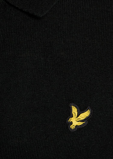 Lyle & Scott Truien Cotton merino long sleeve knitted polo - jet black