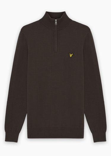 Lyle & Scott Truien Cotton merino quarter zip jumper - espresso