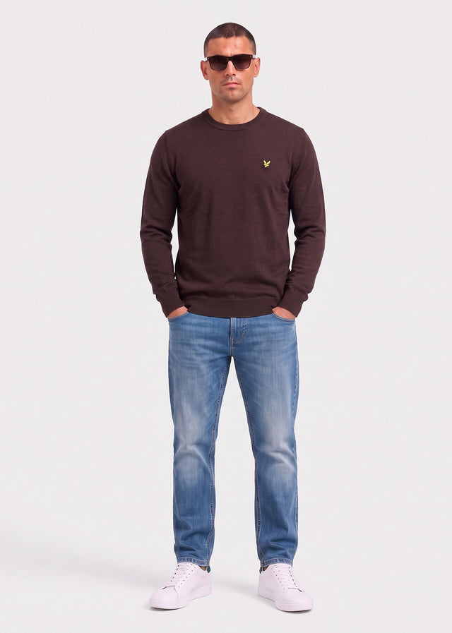 Lyle & Scott Truien Polyblend crew neck pullover - shelter brown