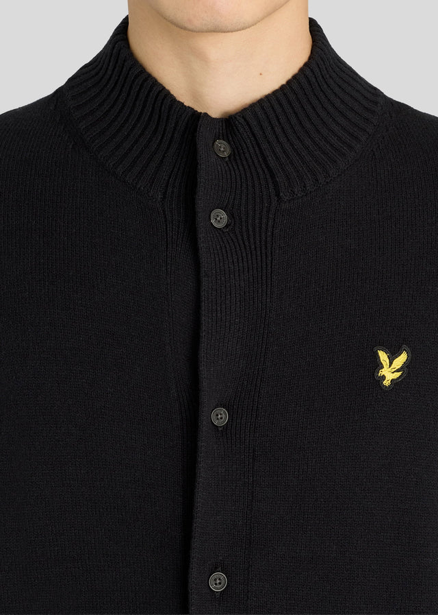 Lyle & Scott Cardigans Rib insert button through jumper - jet black