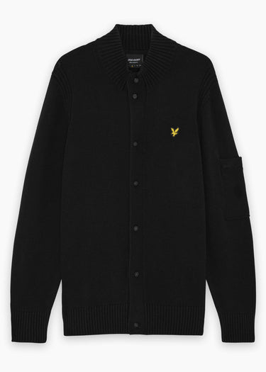 Lyle & Scott Vesten Rib insert button through jumper - jet black