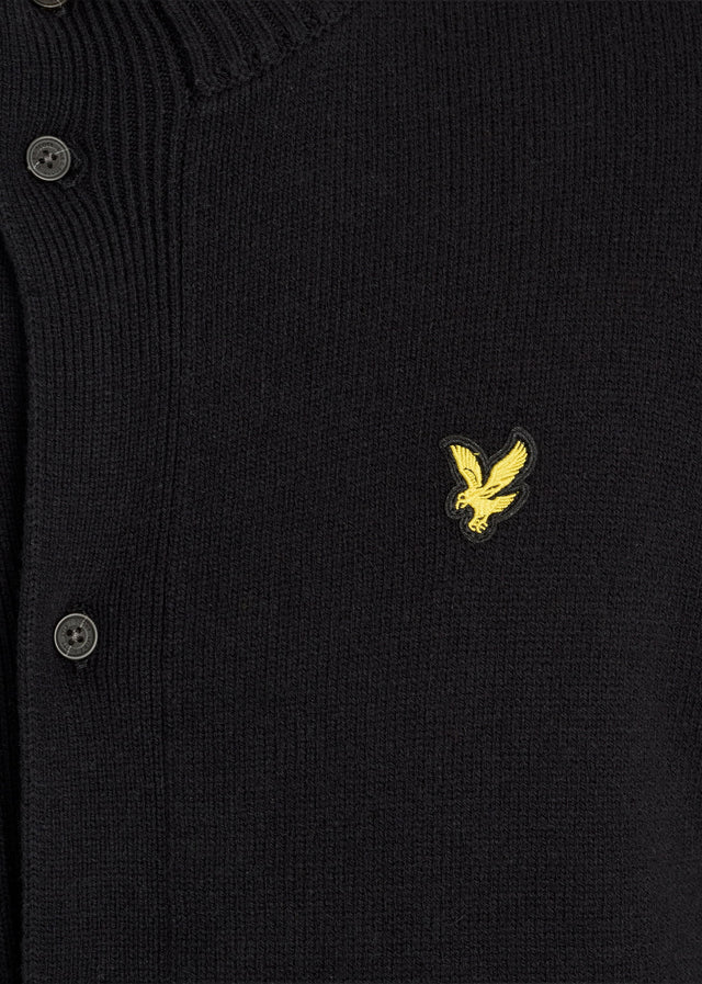 Lyle & Scott Cardigans Rib insert button through jumper - jet black