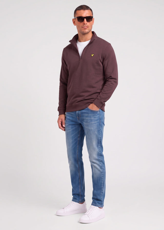 Lyle & Scott Sweaters Quarter zip pullover sweatshirt - shelter brown