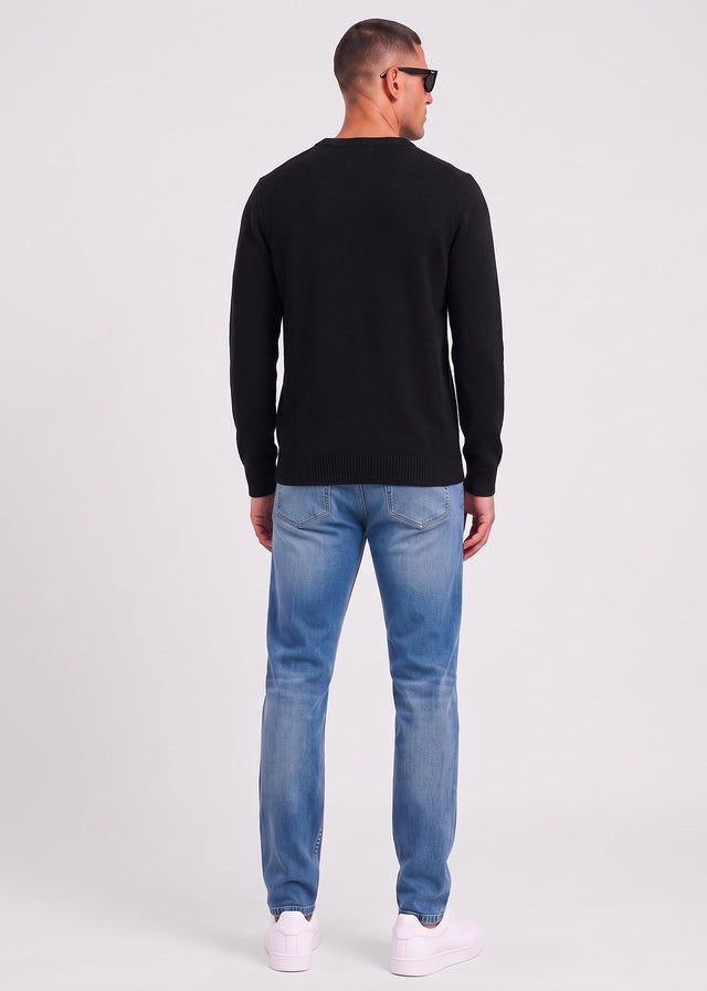 Lyle & Scott Sweaters Rib insert crew neck jumper - jet black