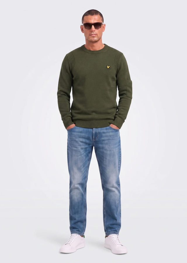 Lyle & Scott Sweaters Rib insert crew neck jumper - true olive