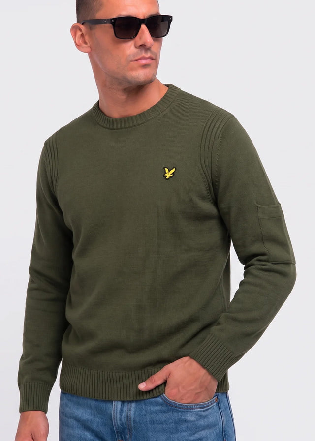 Lyle & Scott Sweaters Rib insert crew neck jumper - true olive