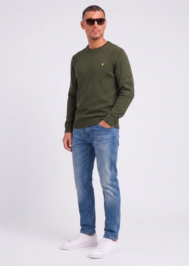 Lyle & Scott Sweaters Rib insert crew neck jumper - true olive