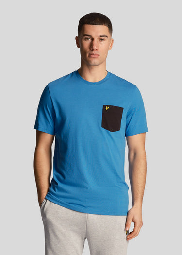 Lyle & Scott T-shirts Contrast pocket t-shirt - spring blue jet black