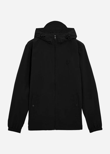 Lyle & Scott Jassen Tonal eagle zip through hooded jacket - jet black