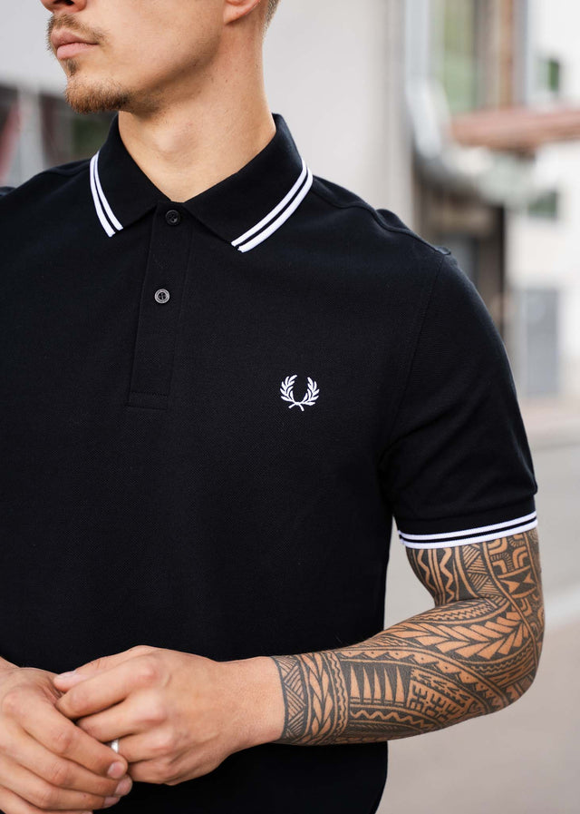 Fred Perry Polos Twin tipped fred perry shirt - black white white