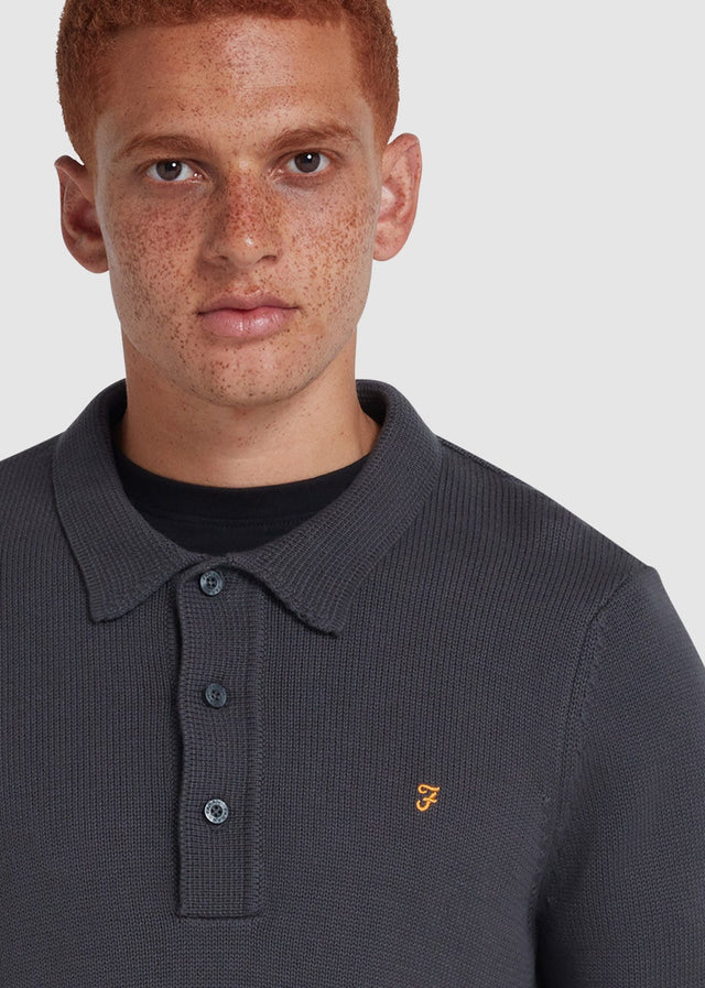 Farah Sweaters Sweater hamlet knit ls polo - charcoal