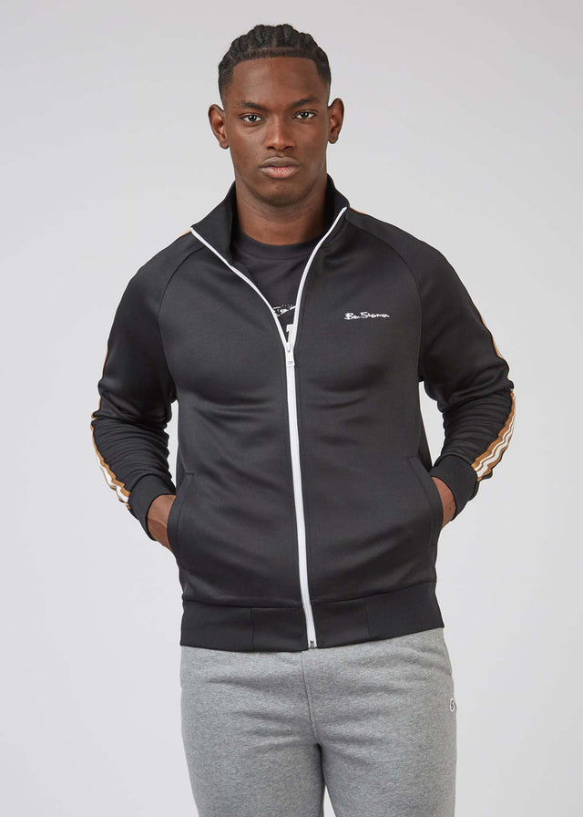 Ben Sherman Cardigans House taped track top - black