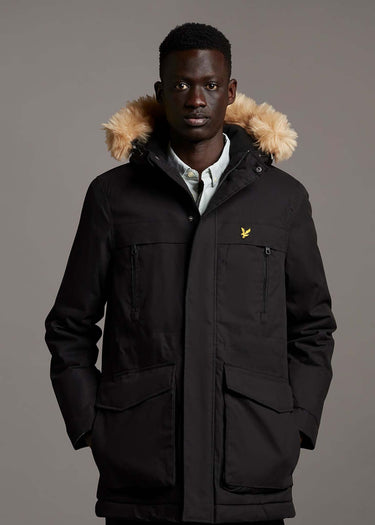 Lyle & Scott Jassen Winter weight micro fleece lined parka - jet black