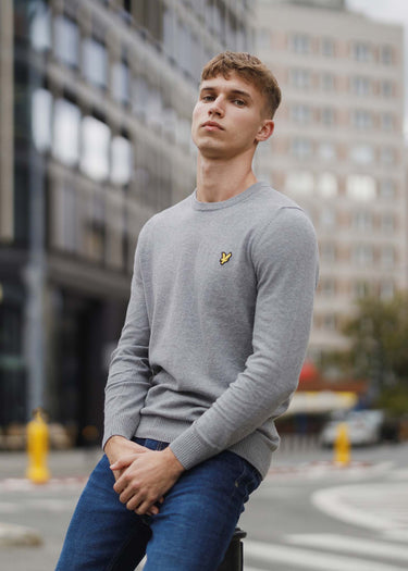 Lyle & Scott Truien Merino crew jumper - mid grey marl