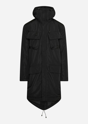 Lyle & Scott Jassen Longline dual pocket parka - jet black