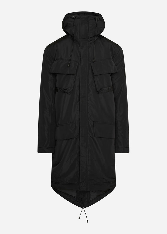 Lyle & Scott Jackets Longline dual pocket parka - jet black