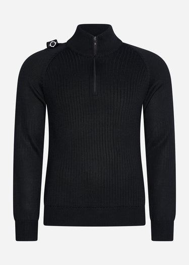 MA.Strum Truien Quarter zip knit - jet black