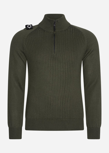 MA.Strum Truien Quarter zip knit - oil slick
