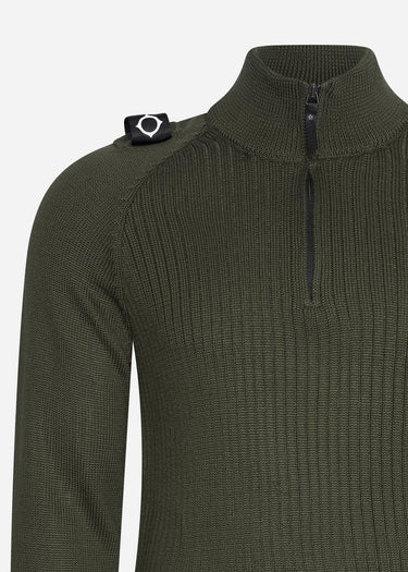 MA.Strum Truien Quarter zip knit - oil slick