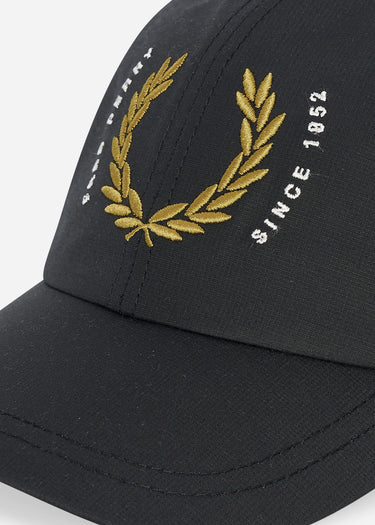 Fred Perry Petten Laurel wreath ripstop cap - black
