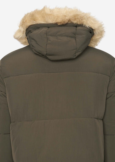 Lyle & Scott Jassen Heavyweight longline puffer jacket - olive
