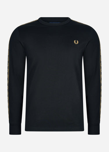 Fred Perry Longsleeve Tees Long sleeve laured taped tee - black gold