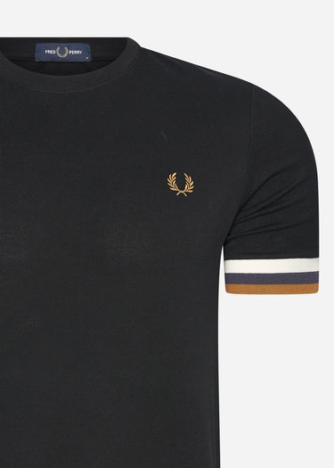 Fred Perry T-shirts Striped cuff pique t-shirt - black
