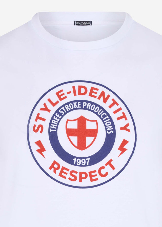 Three Stroke T-shirts Style idenity respect tee - white