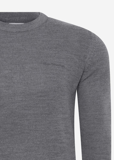 Ben Sherman Truien Signature merino crew - steel