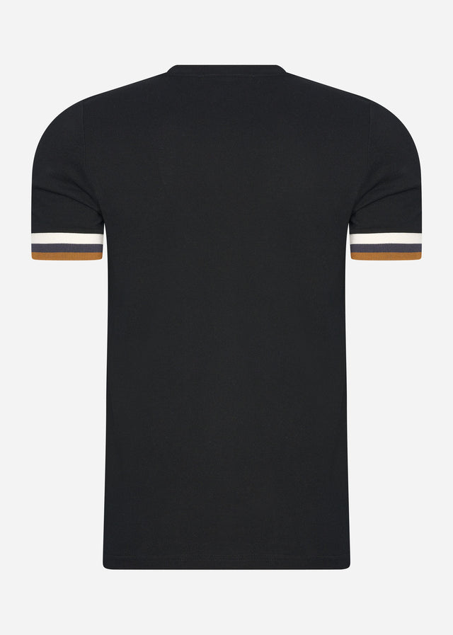 Fred Perry T-shirts Striped cuff pique t-shirt - black