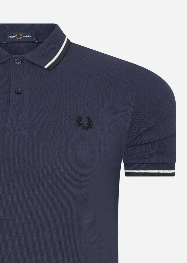 Fred Perry Polos Twin tipped polo - carbon blue snow white black
