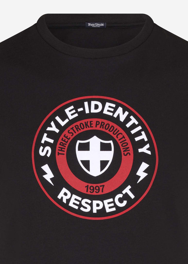 Three Stroke T-shirts Style idenity respect tee - black