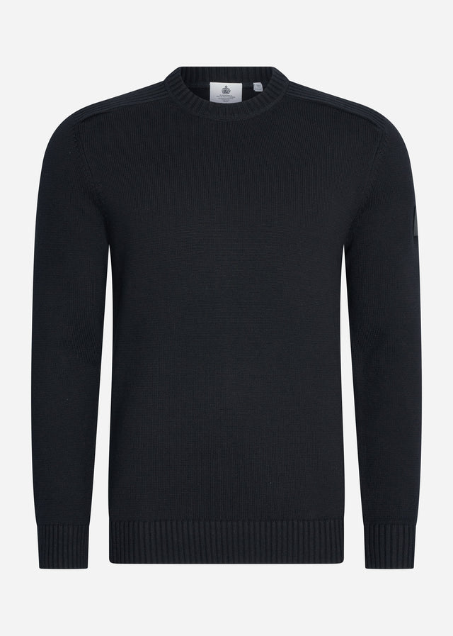 Lyle & Scott Sweaters Shoulder detail crew neck knit jumper - jet black