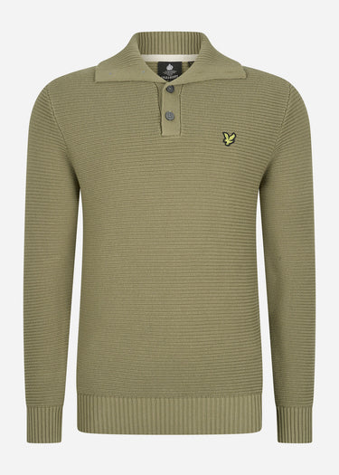 Lyle & Scott Truien Chunky rib button neck - seaweed