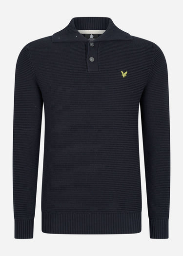 Lyle & Scott Truien Chunky rib button neck - dark navy