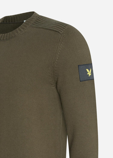 Lyle & Scott Truien Shoulder detail crew neck knit jumper - olive