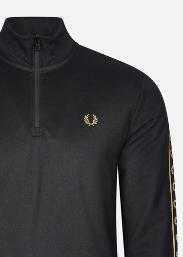 Fred Perry Truien Taped half zip track top - black gold