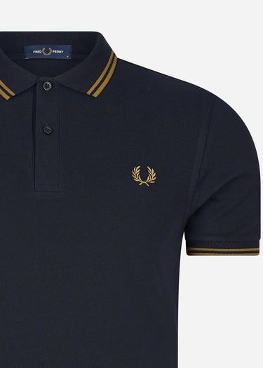 Fred Perry Polo's Twin tipped fred perry shirt - navy dark caramel