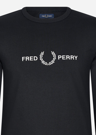 Fred Perry Longsleeve Tees Graphic branding ls t-shirt - black