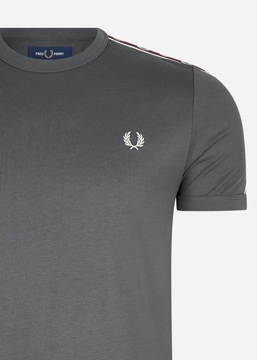 Fred Perry T-shirts Contrast tape ringer t-shirt - gunmetal oxblood