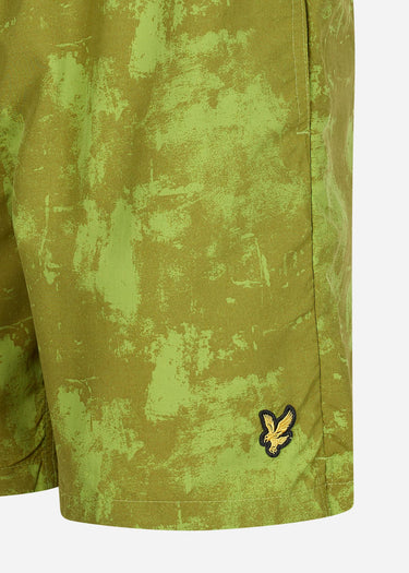 Lyle & Scott Zwembroeken Erosion print swim short - tin green