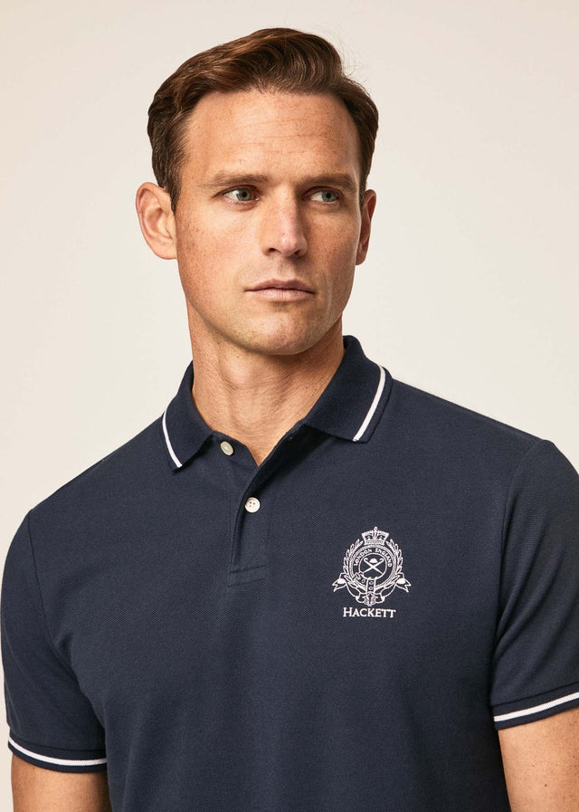 Hackett London Polos Heritage logo polo - navy blazer