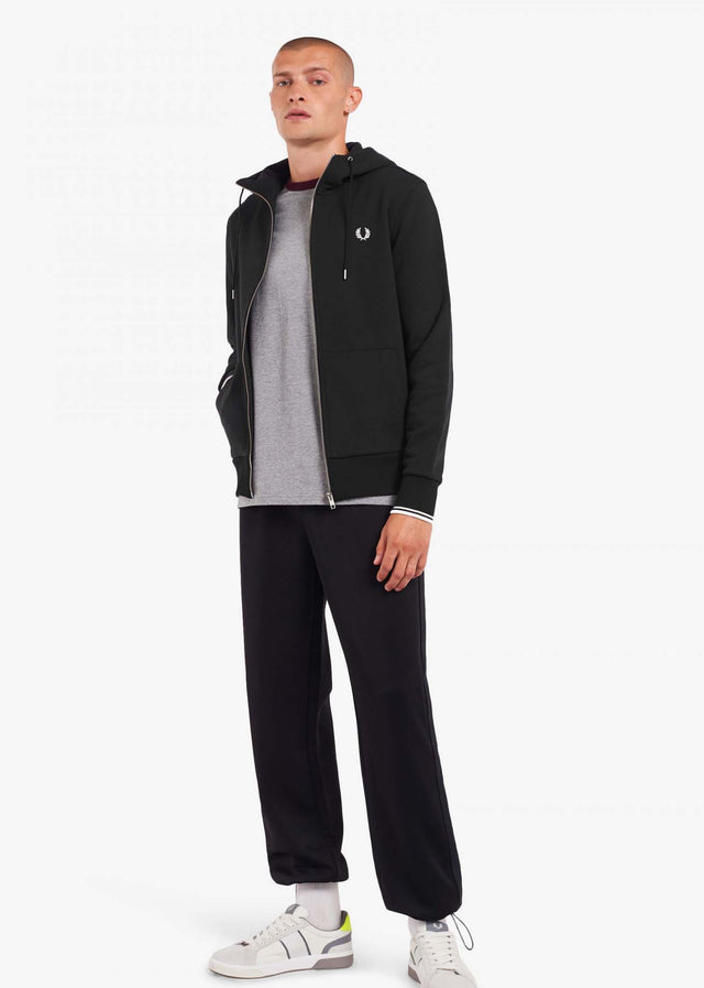 Fred Perry Cardigans Hooded aw zip through sweatshirt - black