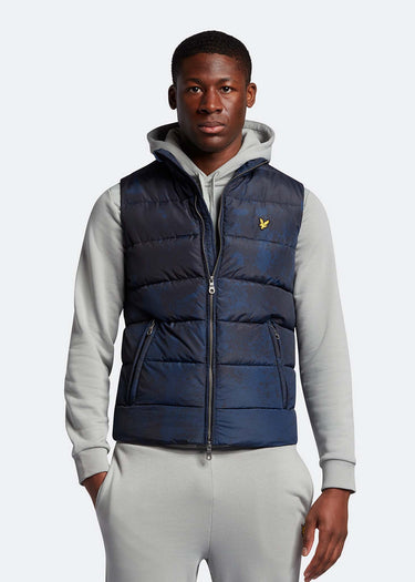 Lyle & Scott Bodywarmers Erosion print gilet - navy