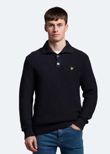 Lyle & Scott Truien Chunky rib button neck - dark navy