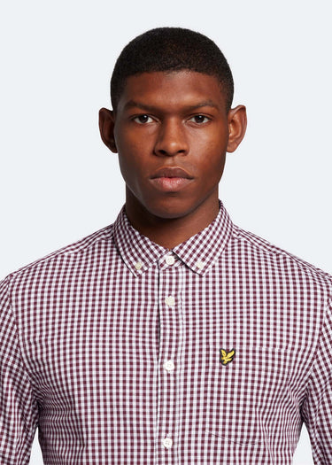 Lyle & Scott Overhemden LS slim fit gingham shirt - burgundy white